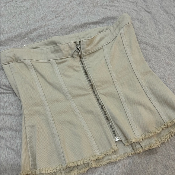 MISTRESS ROCKS OAT DENIM STRAPLESS TOP - Picture 15 of 16